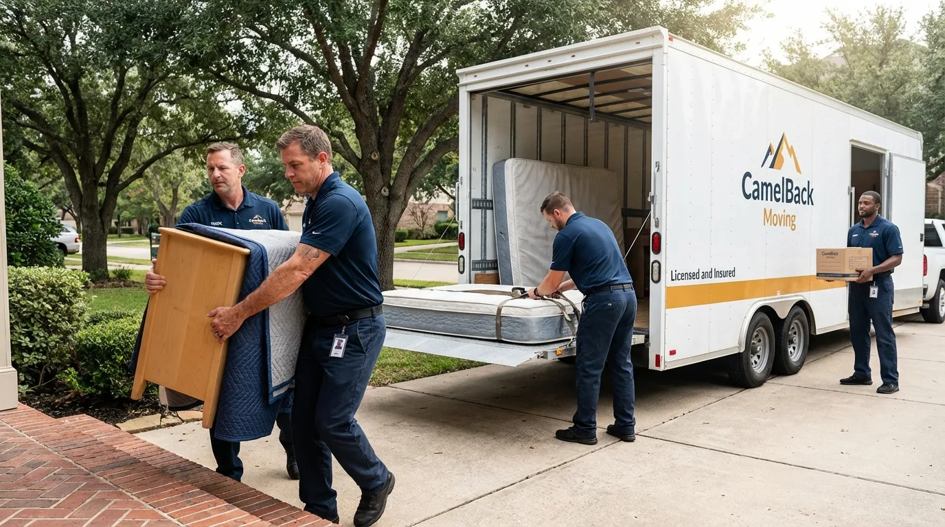 Crew loading residential truck for cross-state move from Forrest City, AR