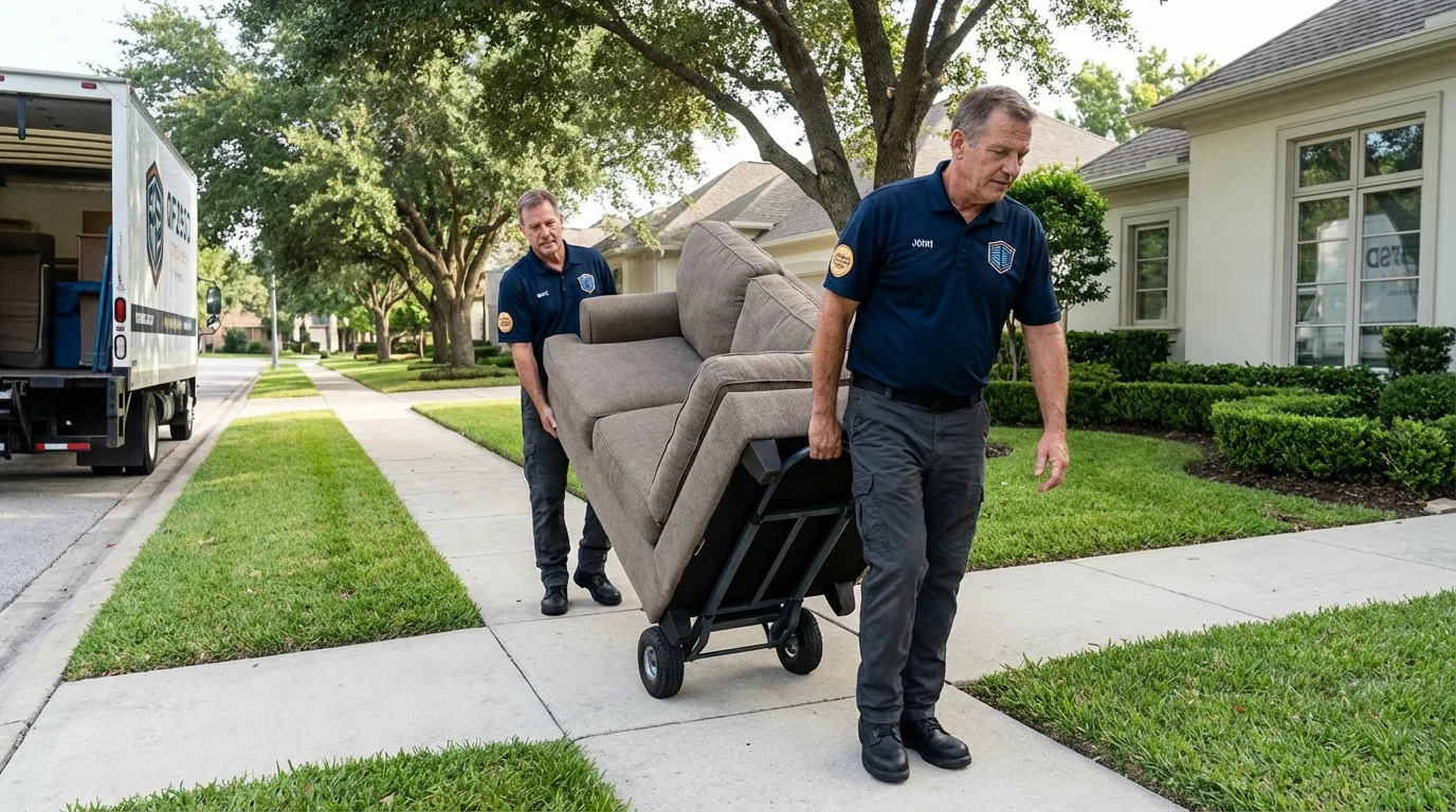 Local residential moving crew loading furniture in Forrest City, AR